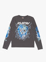Jersey Crew Neck (Denim Face Print) Black KAPITAL (front) at Couverture & The Garbstore