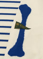 12G Panel Stripe Crew Sweater(BONE) Ecru & Blue KAPITAL (label detail) at Couverture & The Garbstore