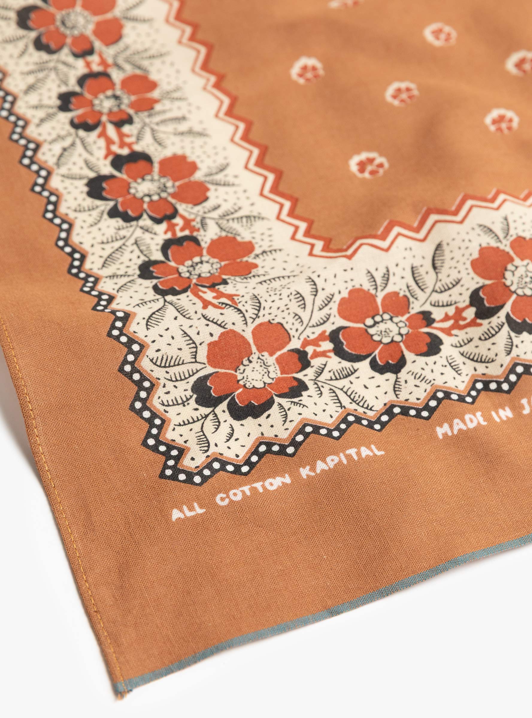 Fastcolour Bandana (Garland Calico) Brown KAPITAL (print detail) at Couverture & The Garbstore