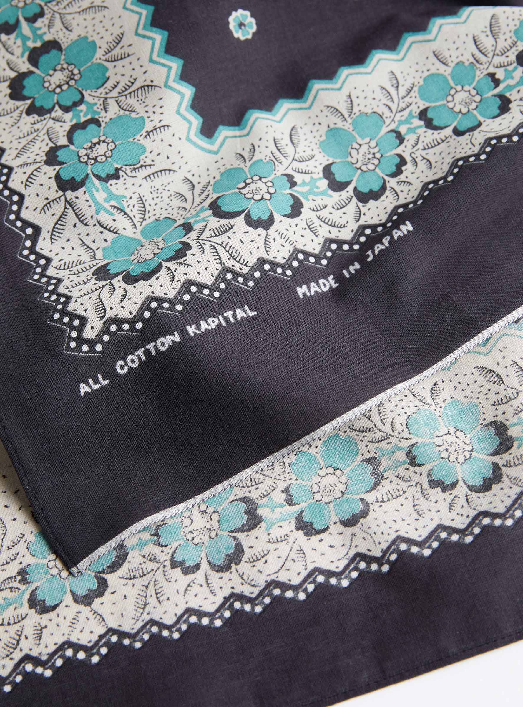 Fastcolour Bandana (Garland Calico) Black KAPITAL (print detail) at Couverture & The Garbstore