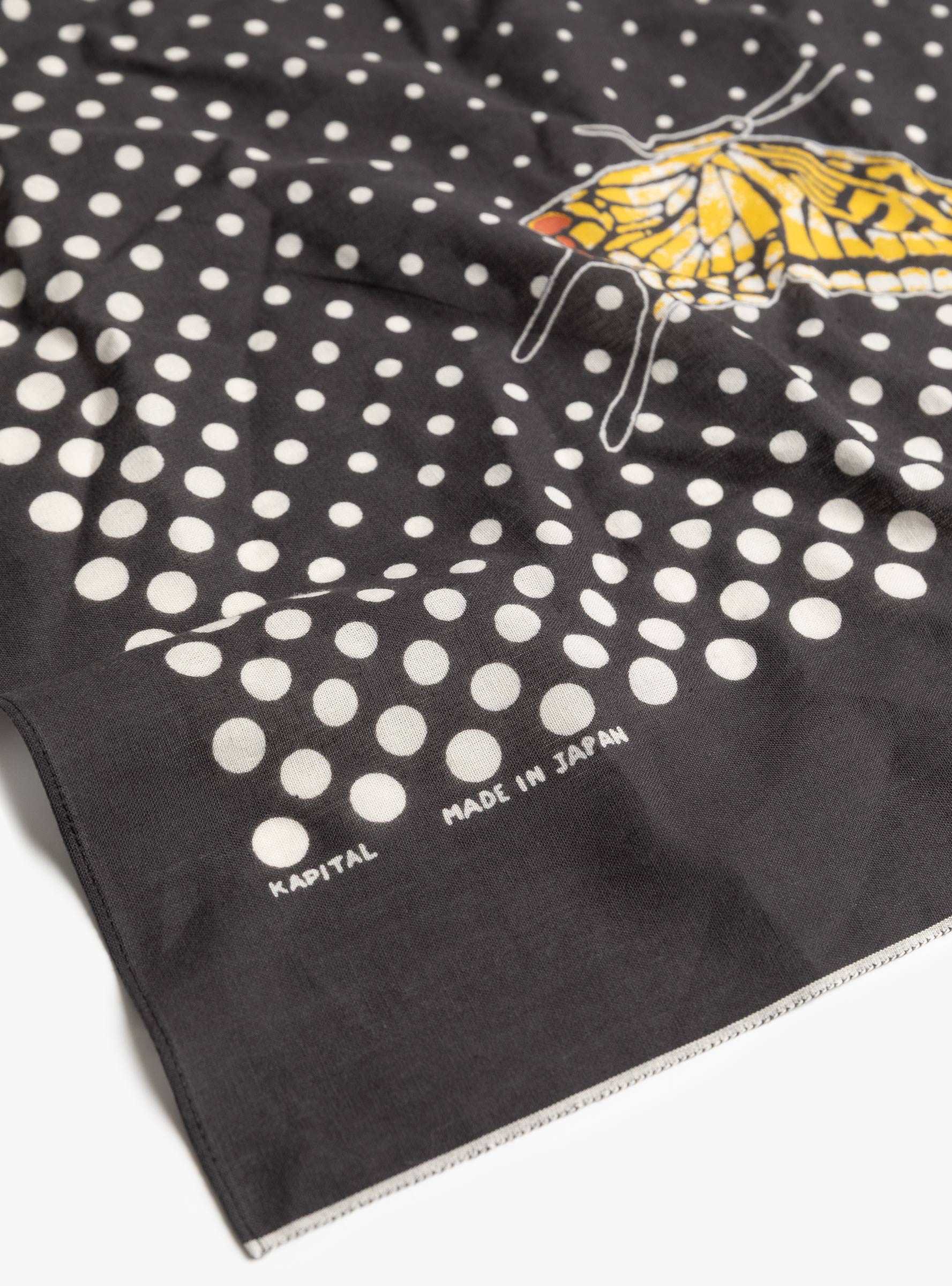 Fastcolour Bandana Twin Swallowtail Black KAPITAL (print detail) at Couverture & The Garbstore