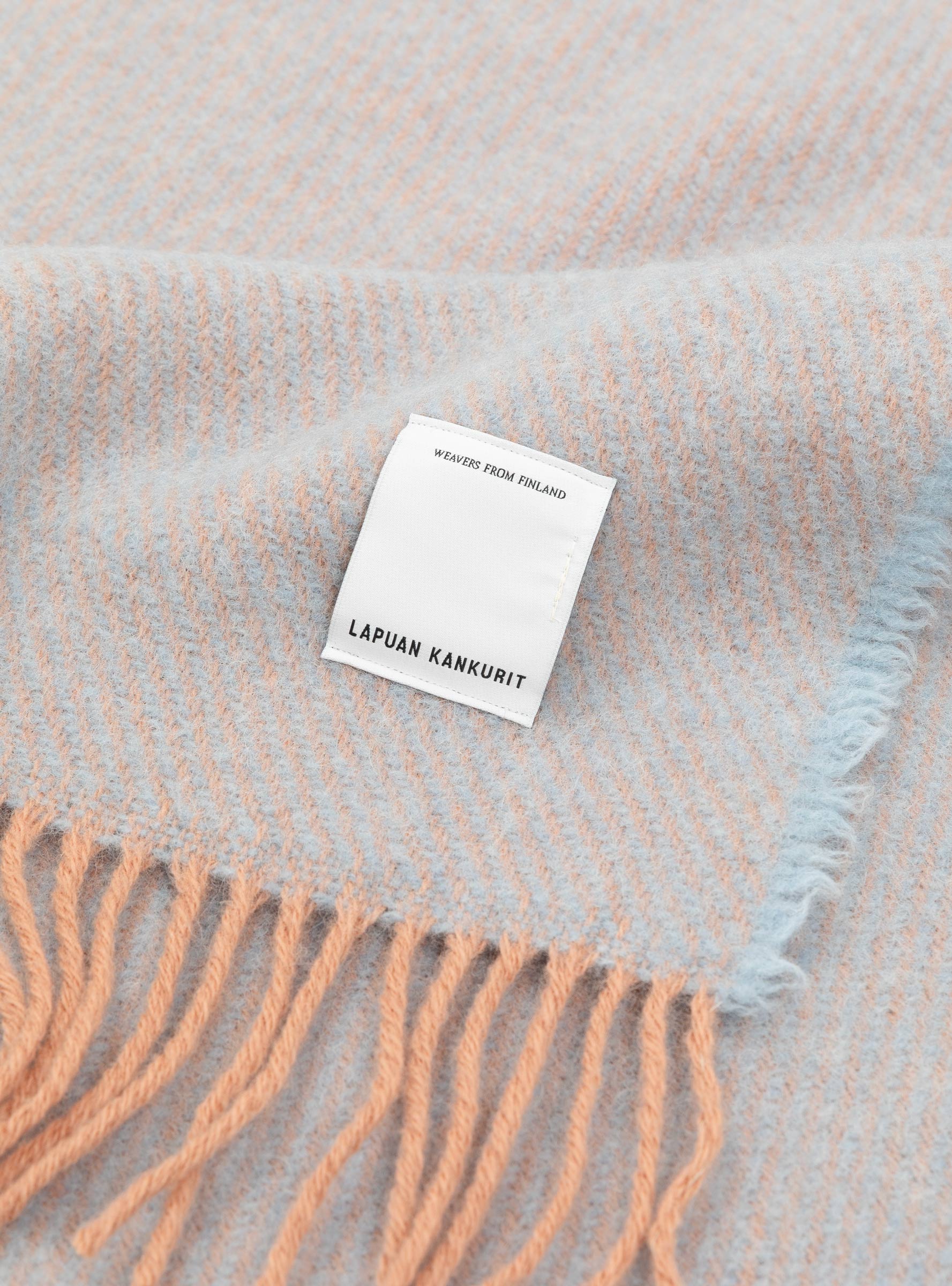 Ilo Wool Blanket PowderLight Blue ONE SIZE Lapuan Kankurit (label detail) at Couverture & The Garbstore
