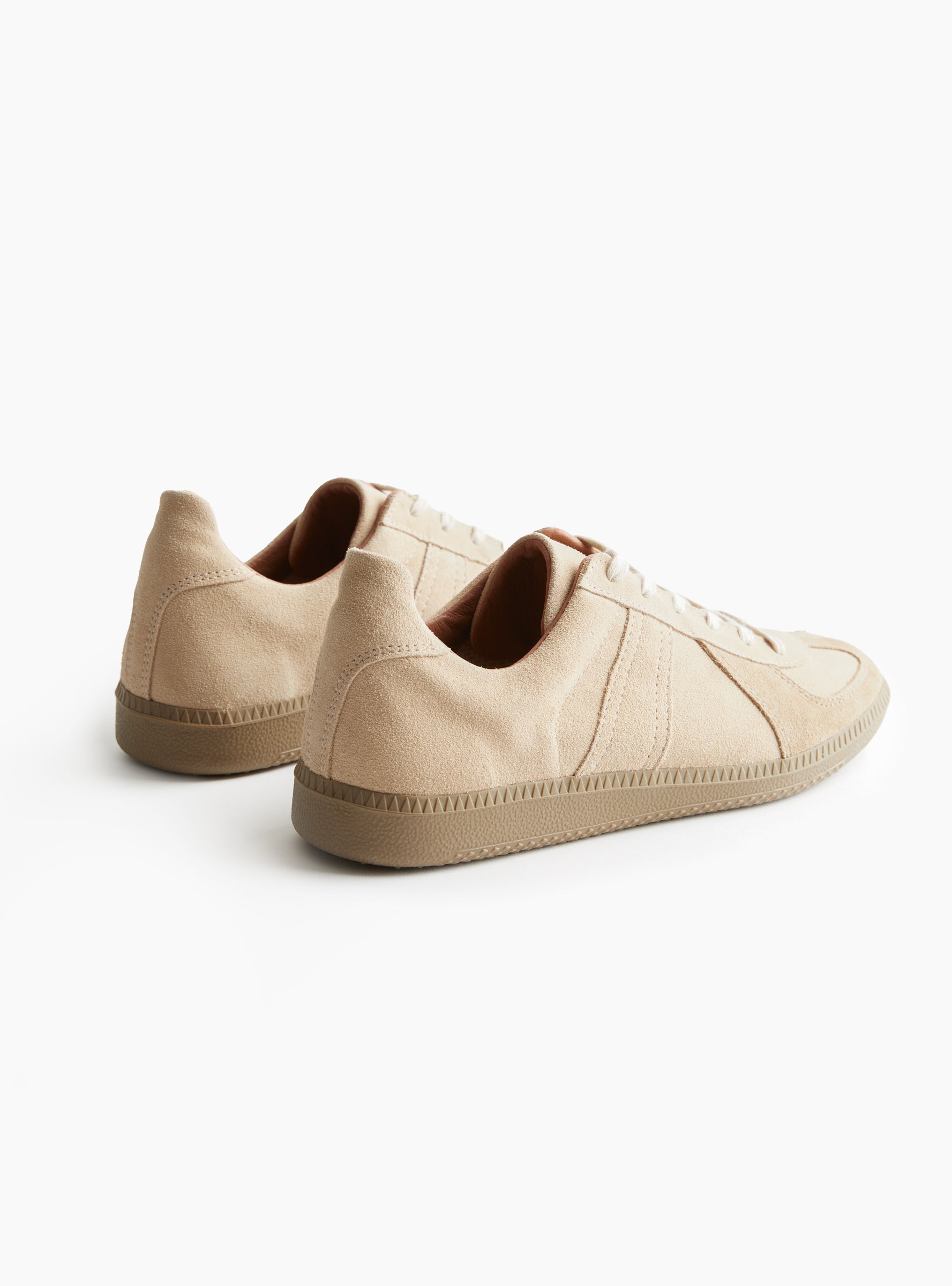 W German Military Trainers 1700S Beige Suede Beige Suede Reproduction of Found (back) at Couverture & The Garbstore