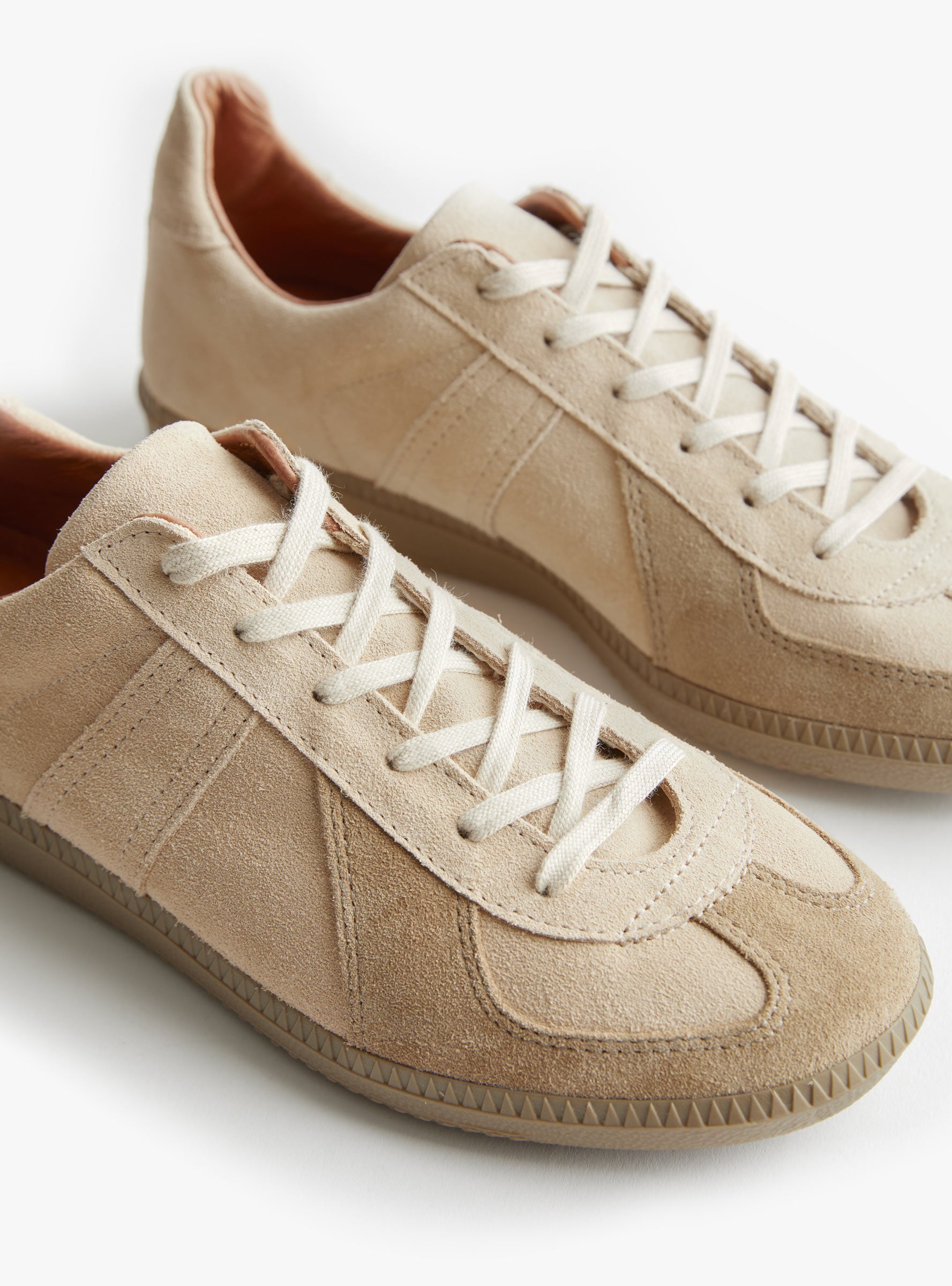 W German Military Trainers 1700S Beige Suede Beige Suede Reproduction of Found (lace detail) at Couverture & The Garbstore