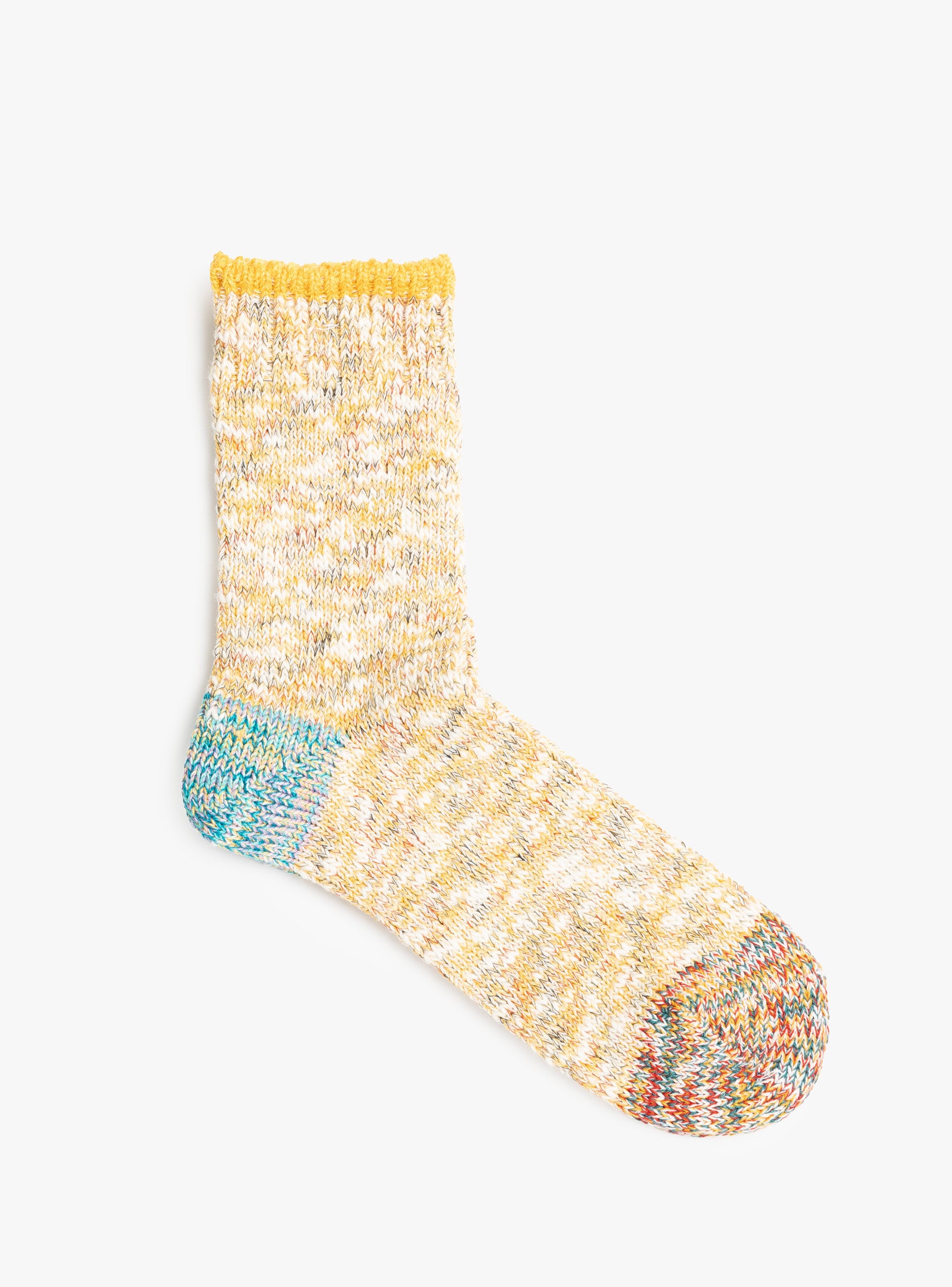 Six Colour Twister Switching Socks Yellow MAUNA KEA (top view) at Couverture & The Garbstore