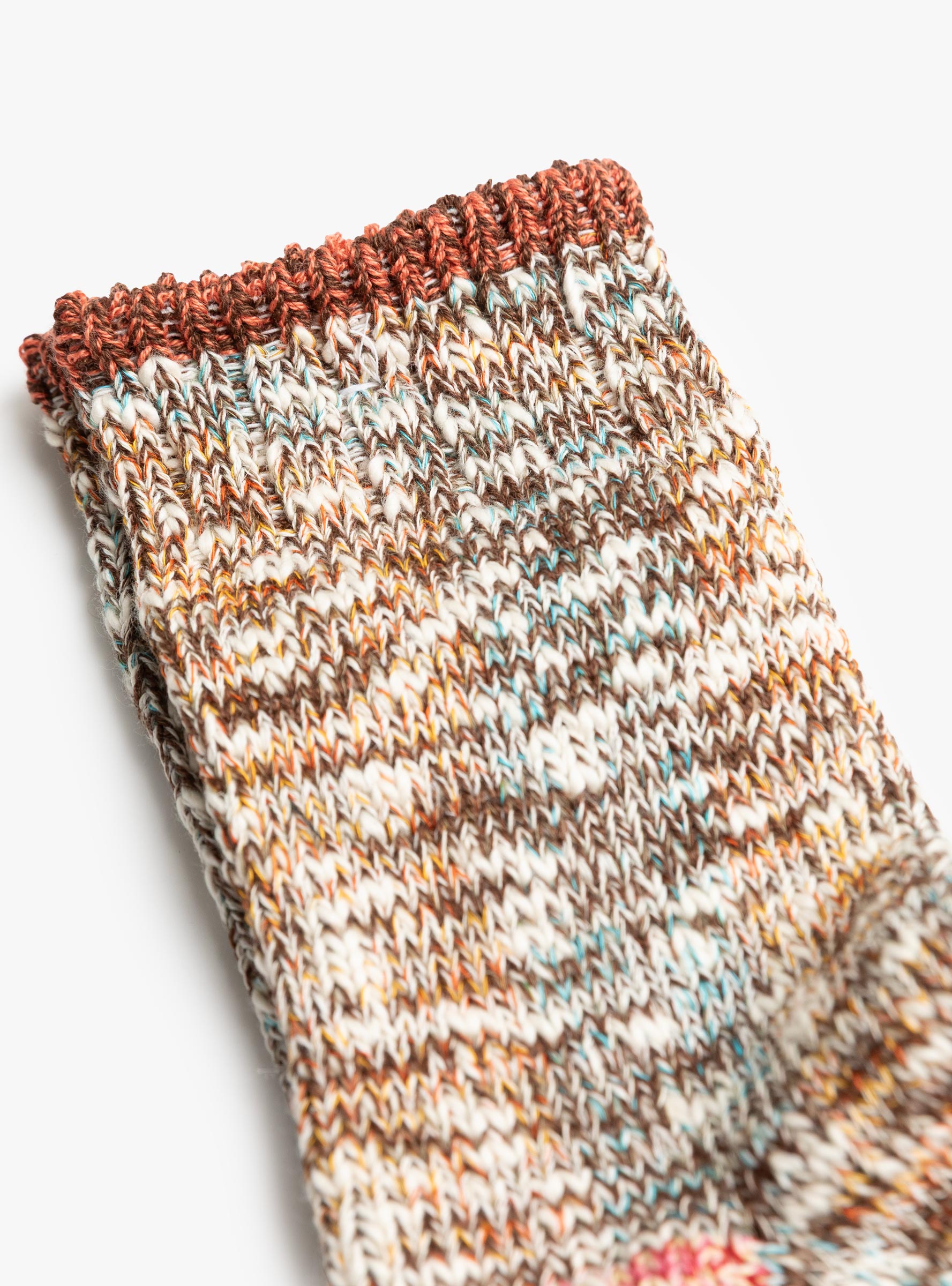 Six Colour Twister Switching Socks Brown MAUNA KEA (fabric detail) at Couverture & The Garbstore