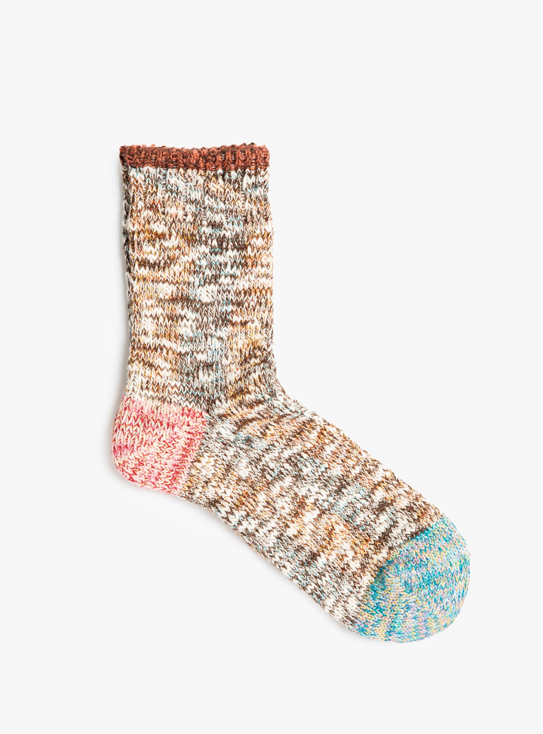 Six Colour Twister Switching Socks Brown MAUNA KEA (top view) at Couverture & The Garbstore