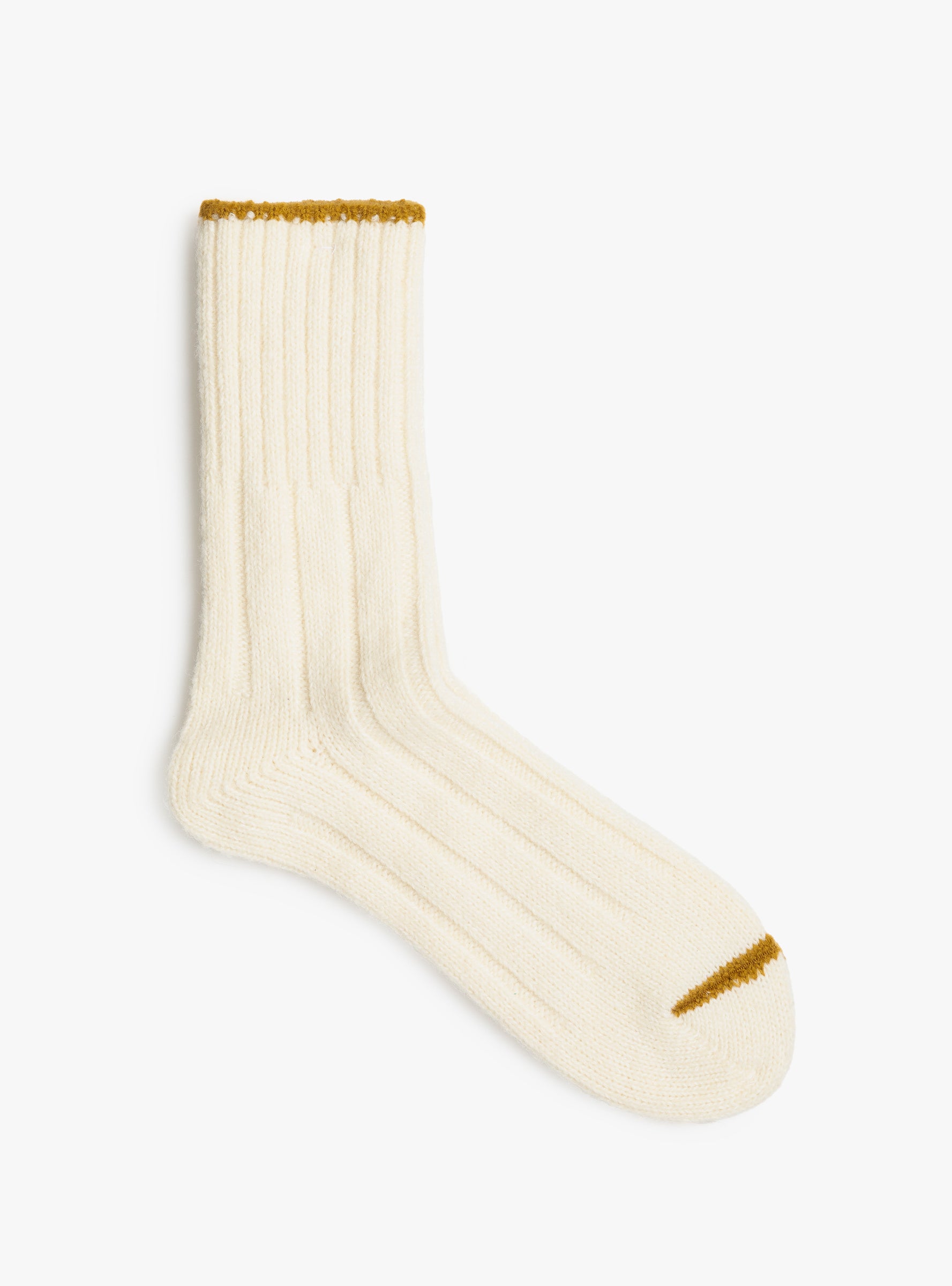 Tam Wool Top Toe Line Socks Off White MAUNA KEA (top view) at Couverture & The Garbstore