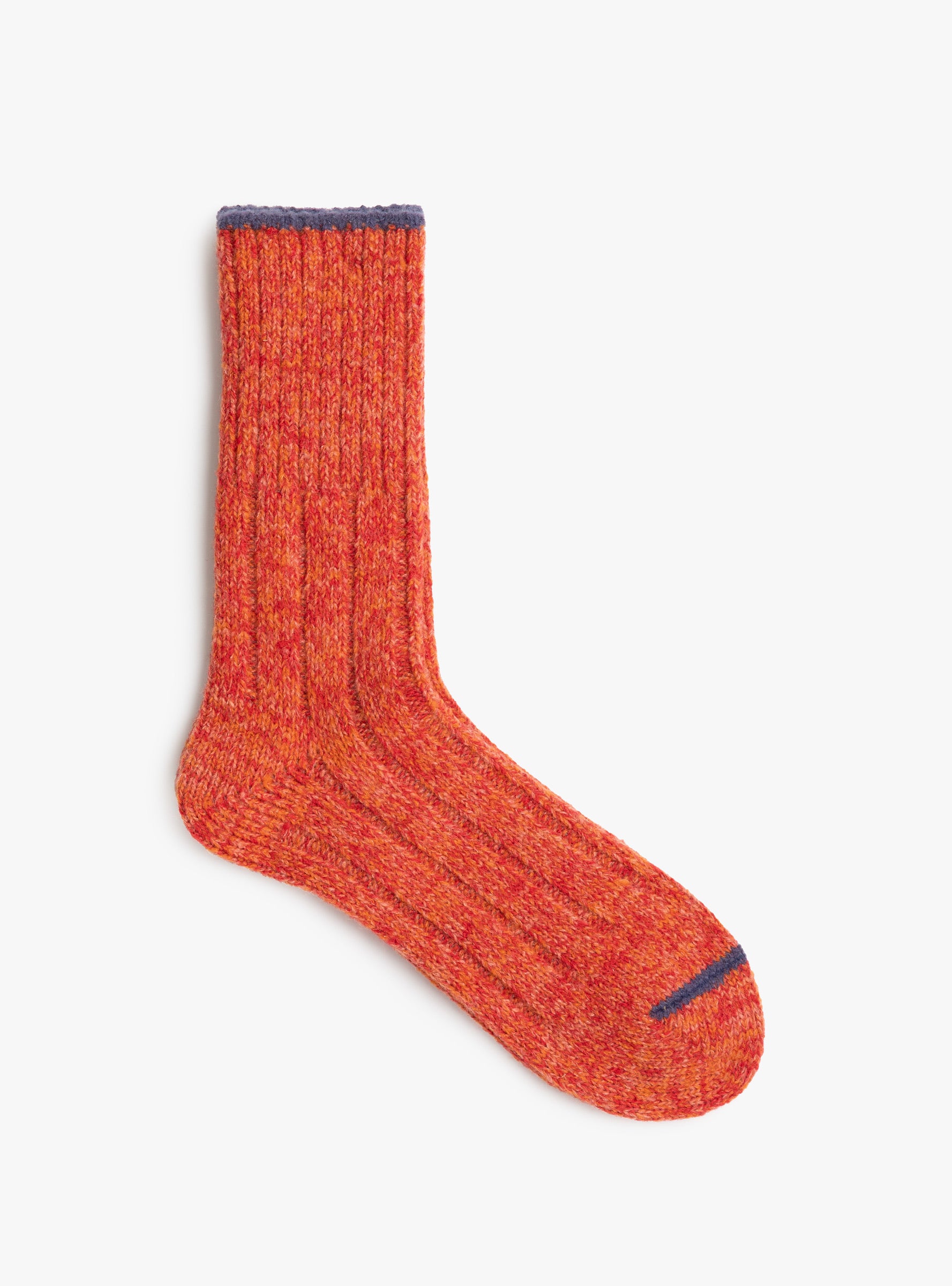 Tam Wool Top Toe Line Socks Orange MAUNA KEA (top view) at Couverture & The Garbstore
