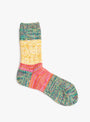 Twister Rib Panel-Design Socks Green MAUNA KEA (top view) at Couverture & The Garbstore