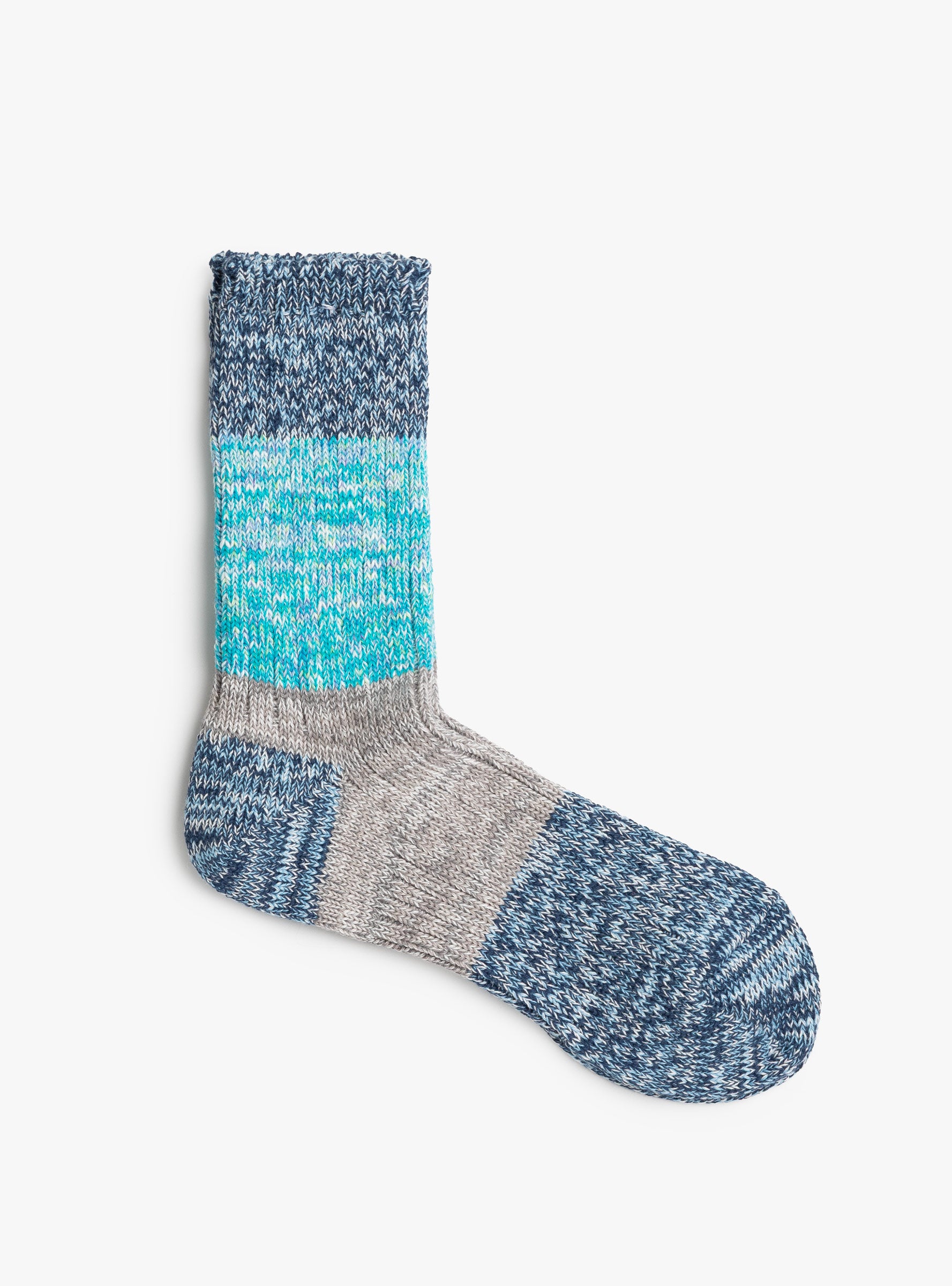 Twister Rib Panel-Design Socks Blue MAUNA KEA (top view) at Couverture & The Garbstore