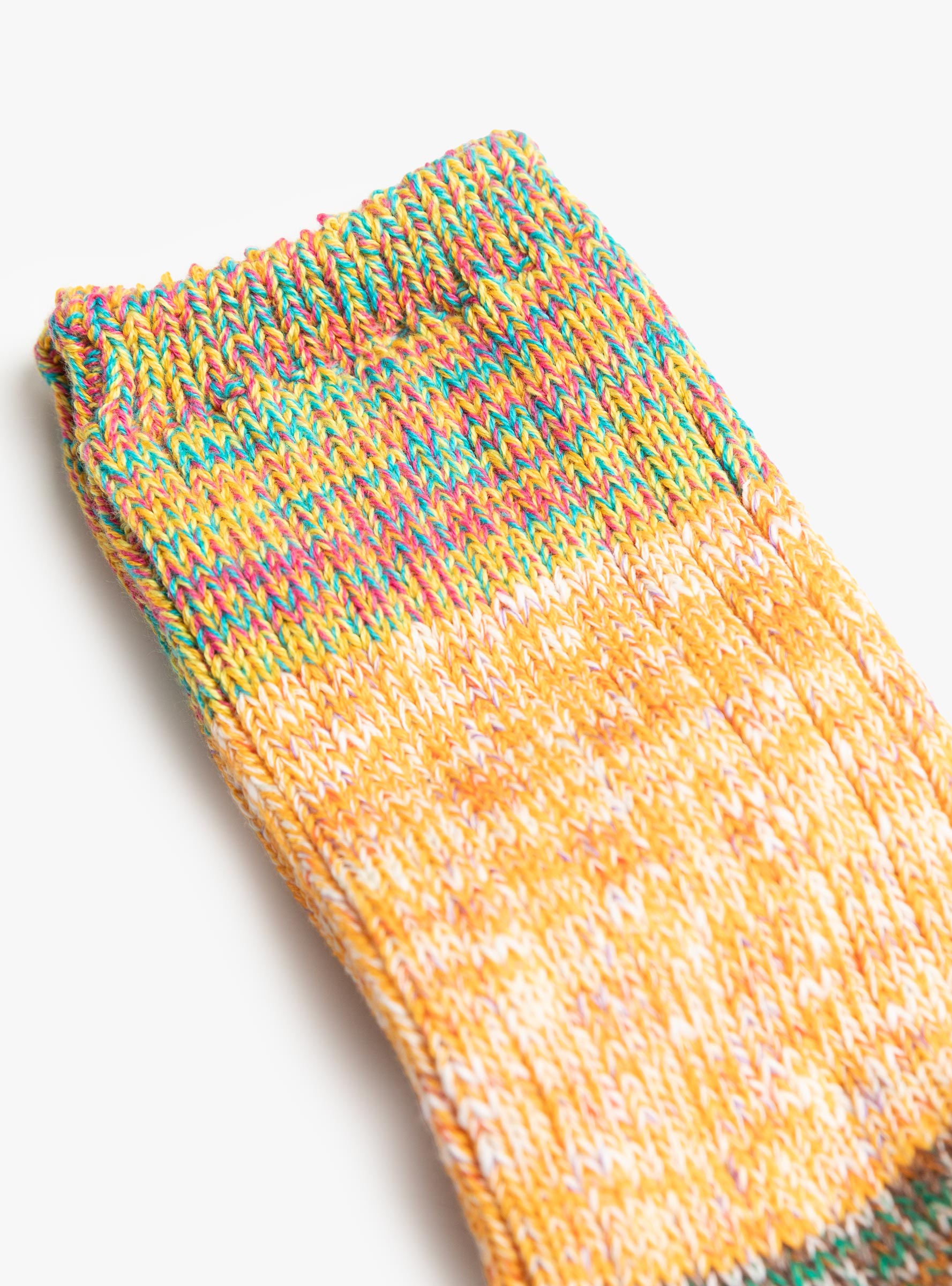 Twister Rib Panel-Design Socks Yellow MAUNA KEA (fabric detail) at Couverture & The Garbstore