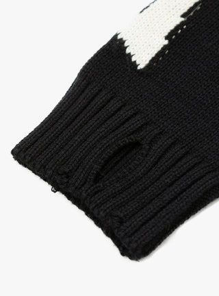 5G Cotton Knit BONE Crew Sweater Black by Kapital | Couverture & The Garbstore
