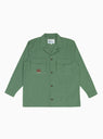 Olive shirt with contrast chest embroidery