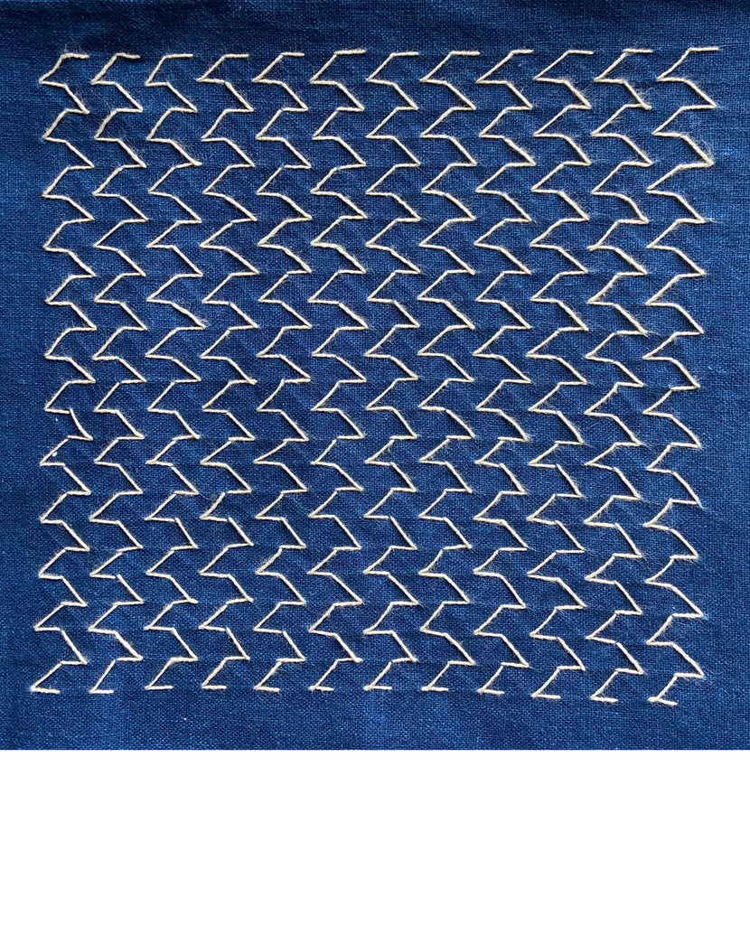 Romor Designs Escher-inspired Hitomezashi Sashiko zigzags