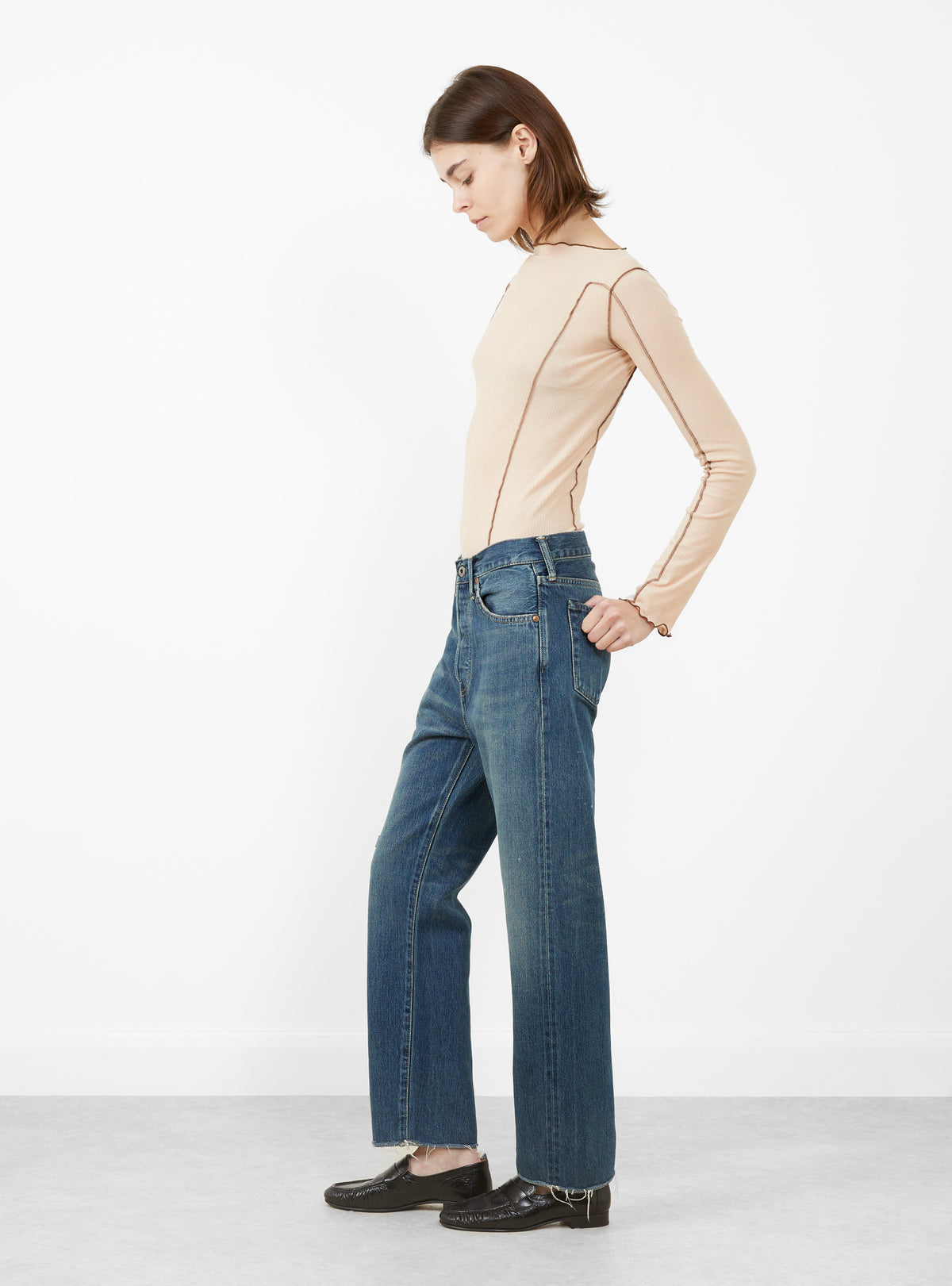 Selvedge Denim Used Ankle Cut Vintage Dark by Chimala | Couverture 
