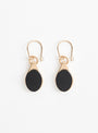 Gold Plated Flat Oval Stone Earrings Onyx from Helena Rohner at Couverture & The Garbstore 
Front 