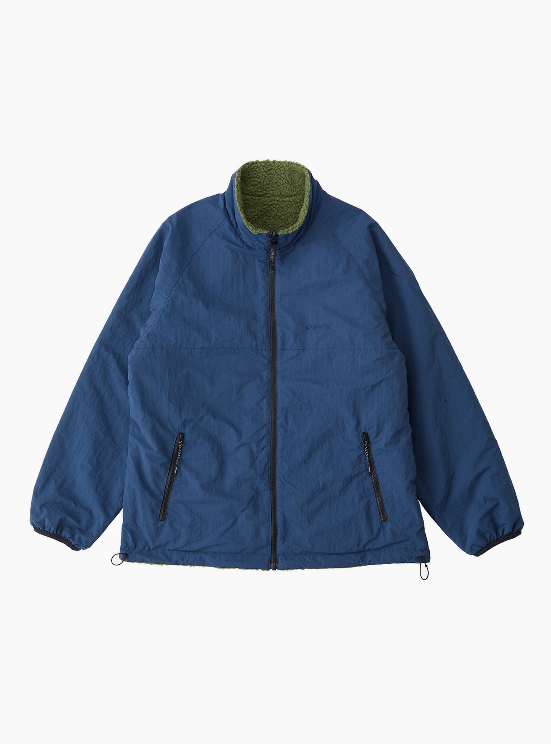 Reversible Sherpa Jacket Olive and Dusty Navy by Gramicci