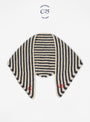C25 Embroidered Triangle Scarf Black and Beige Stripe from Himalayan Cashmere at Couverture & The Garbstore 
Front 
