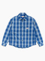 The Lau Plaid Shirt Jacket from Stüssy comes in Blue at Couverture & The Garbstore
front 