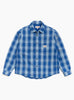 The Lau Plaid Shirt Jacket from Stüssy comes in Blue at Couverture & The Garbstore
front 