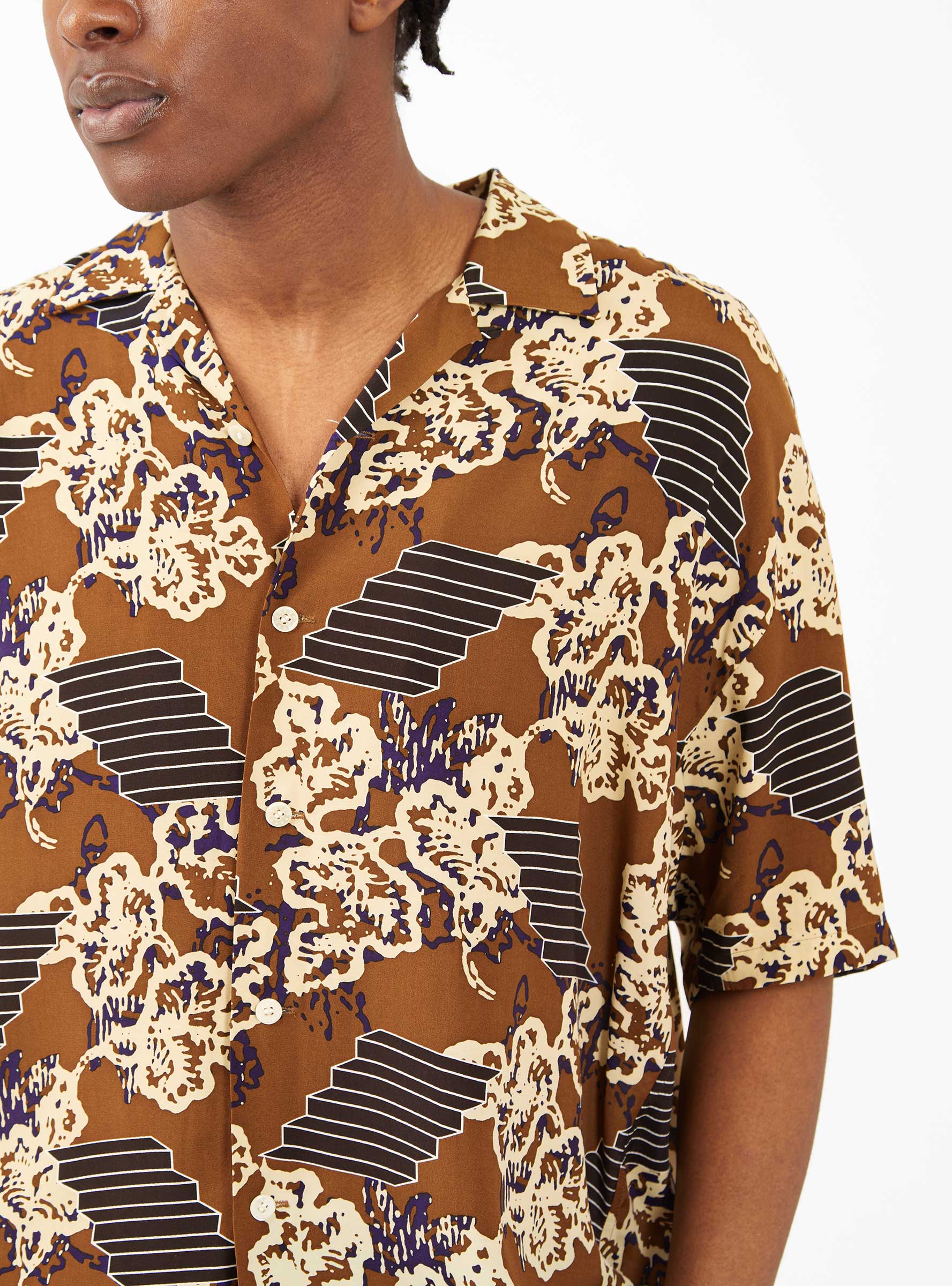 Patterned Shihrt Patterned Shirt Brown by SOFTHYPHEN | Couverture & The Garbstore
