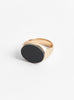 Gold Plated Flat Oval Stone Ring Onyx from Helena Rohner at Couverture & The Garbstore 
Front 