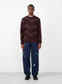 Houndstooth Knit Jumper Burgundy by Dime at Couverture and The Garbstore on model 