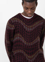 Houndstooth Knit Jumper Burgundy by Dime at Couverture and The Garbstore close up 
