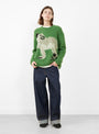 Wolf Dog Jumper Green from Wild Animals at Couverture & The Garbstore
model front