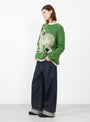 Wolf Dog Jumper Green from Wild Animals at Couverture & The Garbstore
model side 