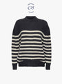 C25 Nimbus Cropped Crew Neck Jumper Black and Beige Stripe from Himalayan Cashmere at Couverture & The Garbstore Ghost