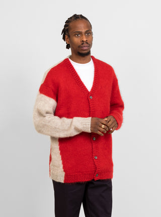 Hand Knit Mohair Cardigan Red & Beige by Noma t.d. | Couverture & The Garbstore