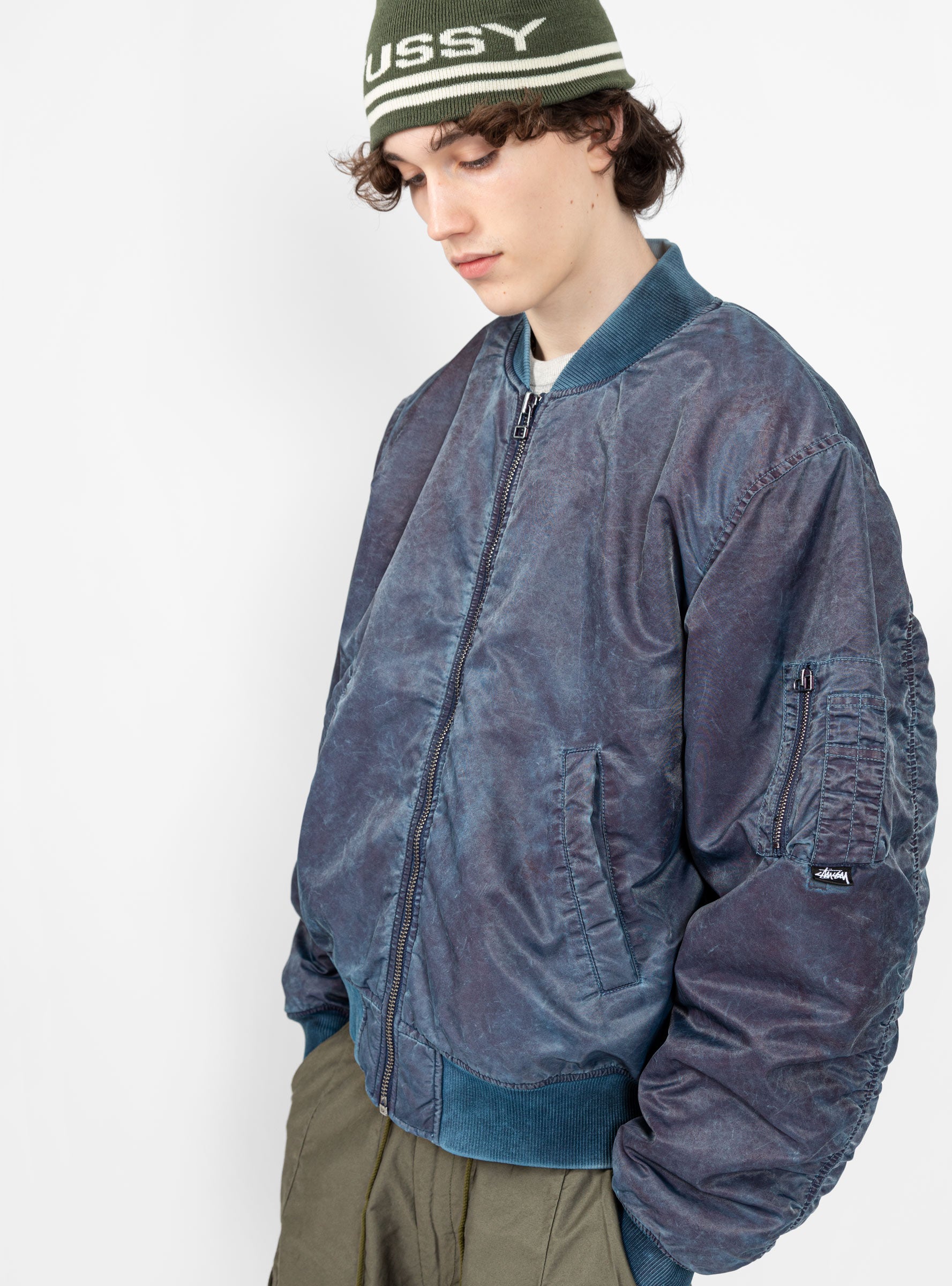 Dyed Nylon Bomber Navy