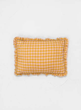 Wes Gingham Frill Cushion Mustard by Projektityyny by Couverture & The Garbstore