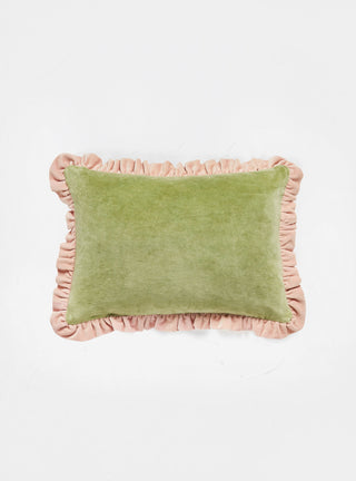 Leinikki Velvet Frill Cushion Olive by Projektityyny | Couverture & The Garbstore