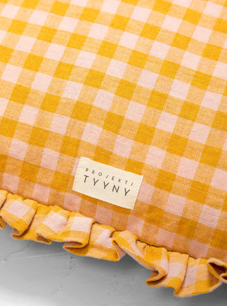 Wes Gingham Frill Cushion Mustard by Projektityyny | Couverture & The Garbstore
