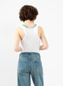 Contrast Slim Rib Tank Top White & Teal by Bassike | Couverture & The Garbstore