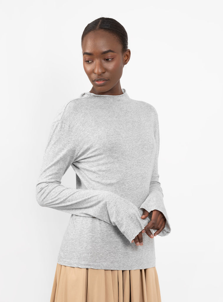 Raised Neck Slim Long Sleeve T-shirt Grey Marl by Bassike | Couverture & The Garbstore
