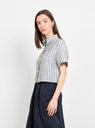 Striped Cropped Button Down Shirt White & Blue by 7115 by Szeki | Couverture & The Garbstore