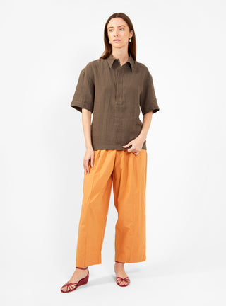 Linen Polo Shirt Dark Oak by 7115 by Szeki | Couverture & The Garbstore