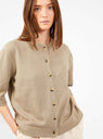 Short Sleeve Crewneck Cardigan Stone Natural by Lauren Manoogian | Couverture & The Garbstore