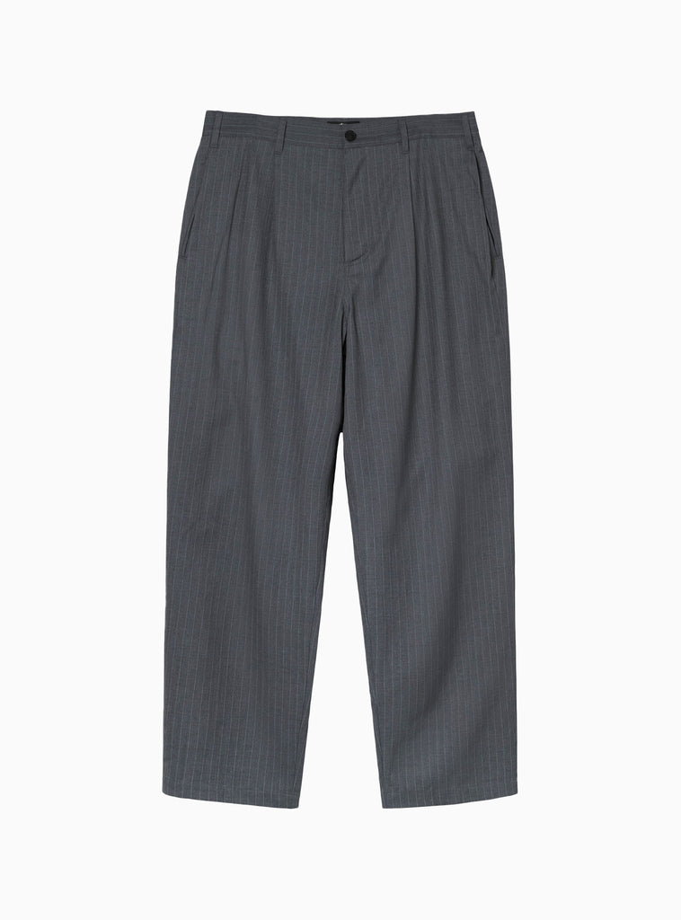 Striped Volume Pleated Trousers Grey by Stüssy by Couverture & The Garbstore