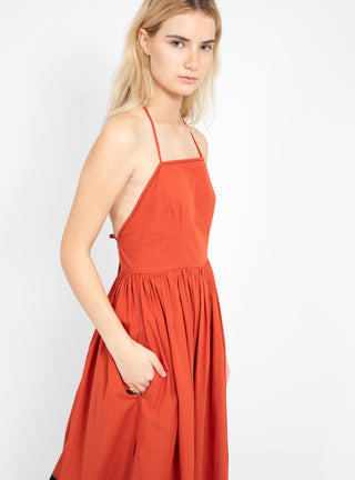Knotted Back Cotton Dress Burnt Orange & Black by Bassike by Couverture & The Garbstore