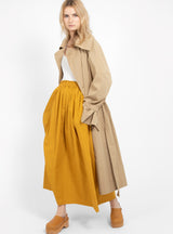 Cotton Gathered Longline Skirt Pigment Sunburst Yellow by Bassike | Couverture & The Garbstore