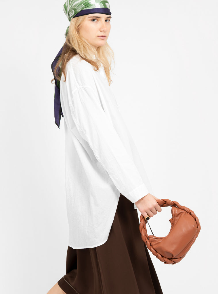 Cotton Gathered Neck Shirt White by Bassike | Couverture & The Garbstore