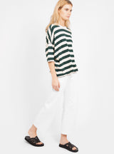 Stripe Slouch Heritage T-Shirt Malachite by Bassike | Couverture & The Garbstore