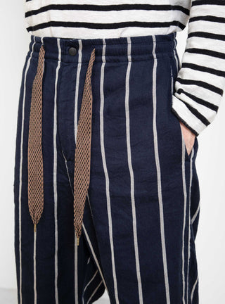 Linen Phillies Stripe Easy Pants Navy by Kapital | Couverture & The Garbstore
