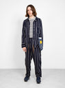 Linen Phillies Stripe Cactus Coverall Jacket Navy by Kapital | Couverture & The Garbstore