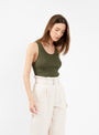 Athletic Rib Knit Tank Top Caspar Green by Bassike | Couverture & The Garbstore